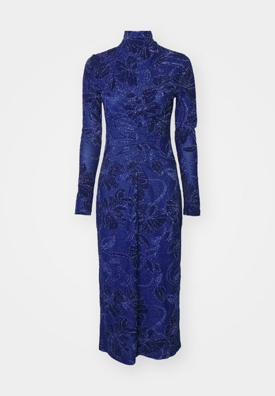 Stine Goya GATHERED LONG SLEEVE MIDI DRESS - Etuikleid - blue/multi-coloured