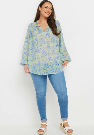 CURVE ABSTRACT FRILL NECK - Blouse - green