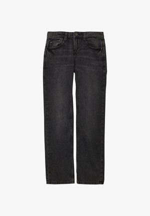 Czarne dżinsy o prostym kroju z klasycznym 5-kieszeniowym designem. Posiadają zapięcie na guzik i delikatne wyblaknięcia na całej powierzchni materiału.