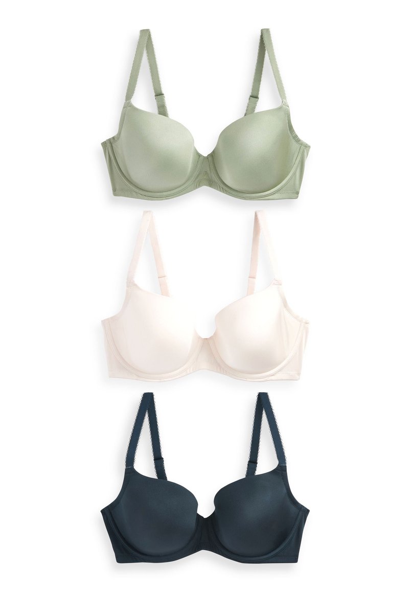 Next MICROFIBRE SMOOTHING 3 PACK Tshirt bra green navy blue cream
