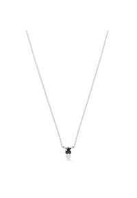 Collana d'argento con una delicata catena che presenta una gemma nera centrale in un incastonatura quadrata. Il design è minimale ed elegante.