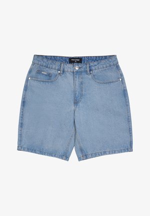 Denimshorts i lys blå, med en lige pasform, fem-lomme design og synlige sømme. Afsluttet med en metalknap og lynlås.