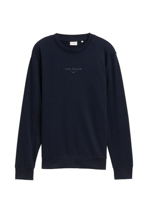 Marine crew-neck sweatshirt lavet af blødt stof med lange ærmer og et lille trykt logo på forsiden. Ribbet manchetter og kant.
