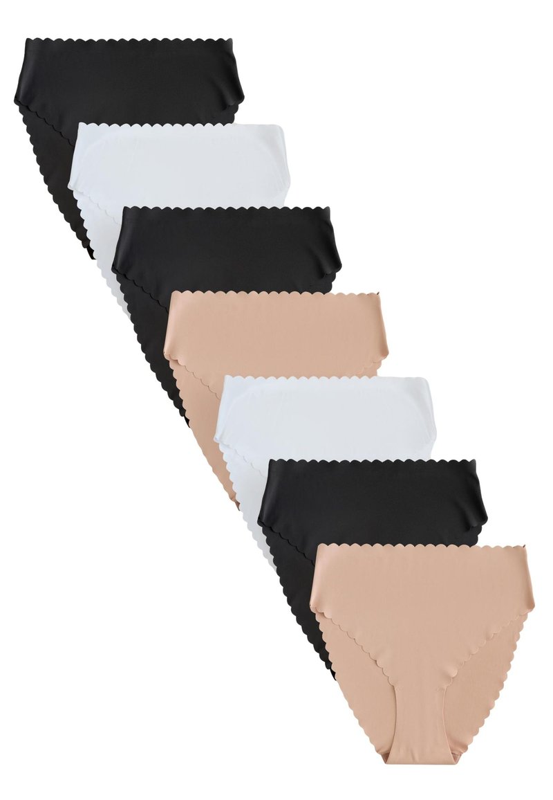 Next FULL FIT - NO VPL SCALLOP 7 PACK - Nohavičky/Slipy - black white praline nude