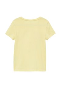 Korte mouwen gele katoenen t-shirt met een ronde halslijn en een effen achterkant, met een zachte textuur en een relaxed fit.