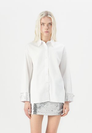 ONLPANAMA SEQUINS MIX SHIRT - Button-down blouse - bright white
