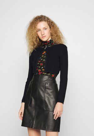 TEXTURED CROP CARDIGAN - Kardiganas - black