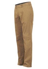 Khaki broek met een recht model, gemaakt van een lichte katoenmix, met zijzakken en een ritssluiting.
