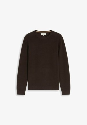 TOM TAILOR, STRUCTURED CREW NECK KNIT - Pullover - dark chocolate brown melange