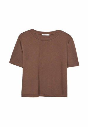 Stradivarius REGULAR FIT - Basic T-shirt - dark brown