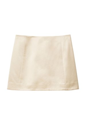 Cremefarbener Minirock mit glatter Textur, geradem Schnitt und klaren Linien. Verfügt über unsichtbare Nähte am Saum.