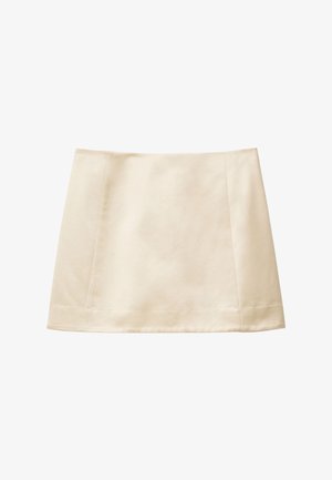 Cremefarbener Minirock mit glatter Textur, geradem Schnitt und klaren Linien. Verfügt über unsichtbare Nähte am Saum.