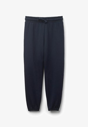 Pantalons de jogging navy en tissu doux avec une taille élastique, cordon de serrage ajustable et poignets élastiques aux ourlets.
