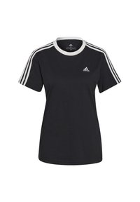 ESSENTIALS 3 STRIPES  - T-shirt con stampa - black/white