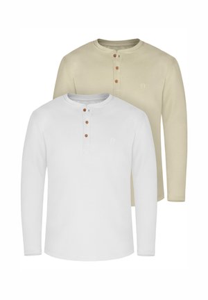 2 PACK - Langarmshirt - beige/weiß
