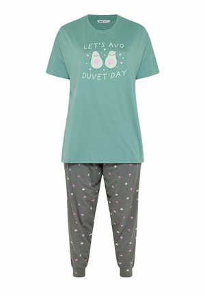 Yours Clothing, PYJAMAS - NIGHTWEAR COMBINATION SET - Conjunto de pijama - green