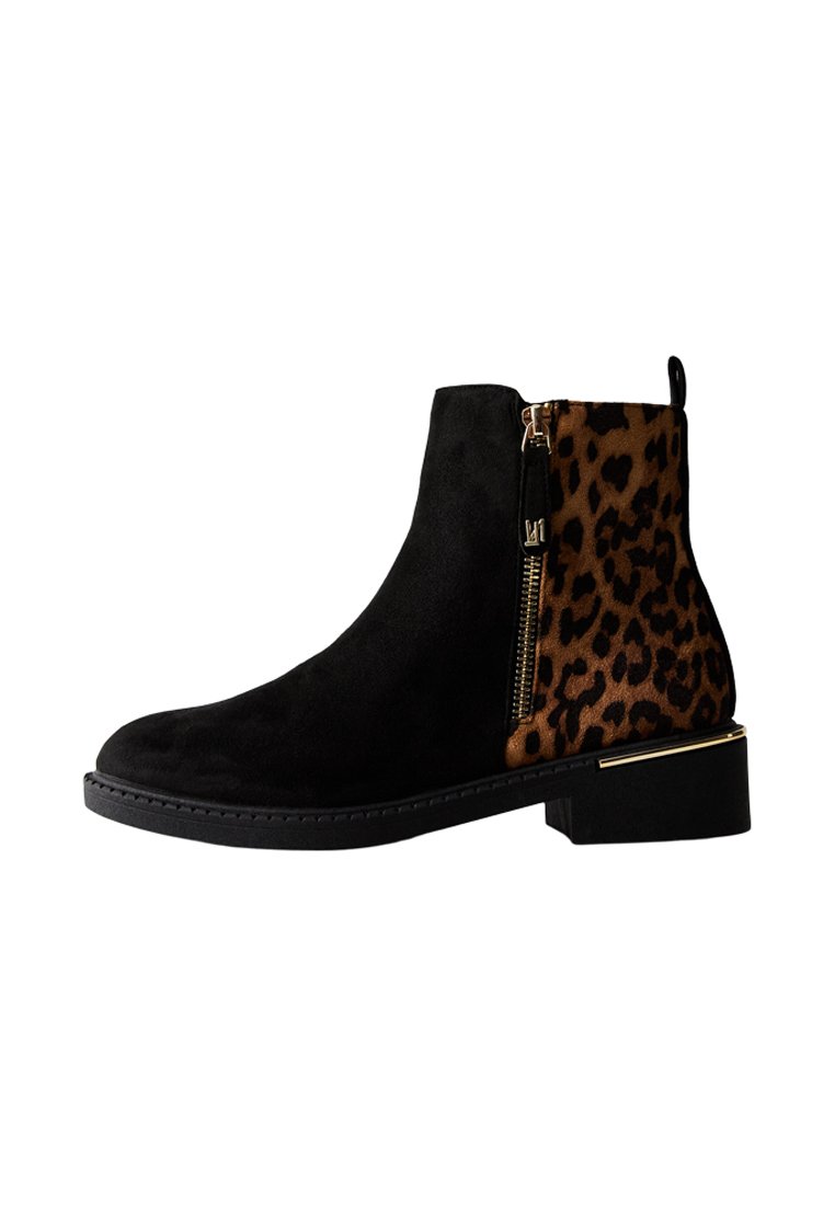 Pitashe Stivaletti Donna In Pelle Con Tacco A Blocco E Chiusura Lampo - Fantasia Leopardo, Per Autunno Inverno, Lavoro E Tempo Libero