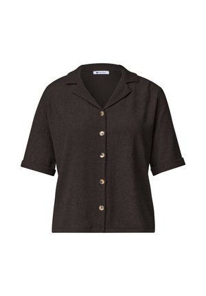 Street One, SHIRT WITH MIXED TEXTURES AND BUTTON PLACKET - Chemisier - black coffee