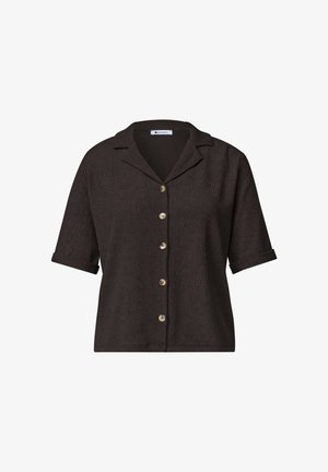 Street One, SHIRT WITH MIXED TEXTURES AND BUTTON PLACKET - Chemisier - black coffee