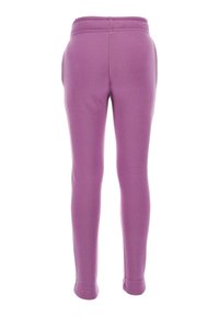 Lila Kinderleggins aus weichem, elastischem Material. Mit einem dünnen Bund und eng anliegenden Beinen, entworfen für Komfort und Bewegungsfreiheit.