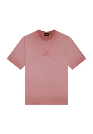 Ροζ κοντομάνικο T-shirt με στρογγυλή λαιμόκοψη και κεντημένο ροζ λογότυπο New York Yankees στο στήθος.