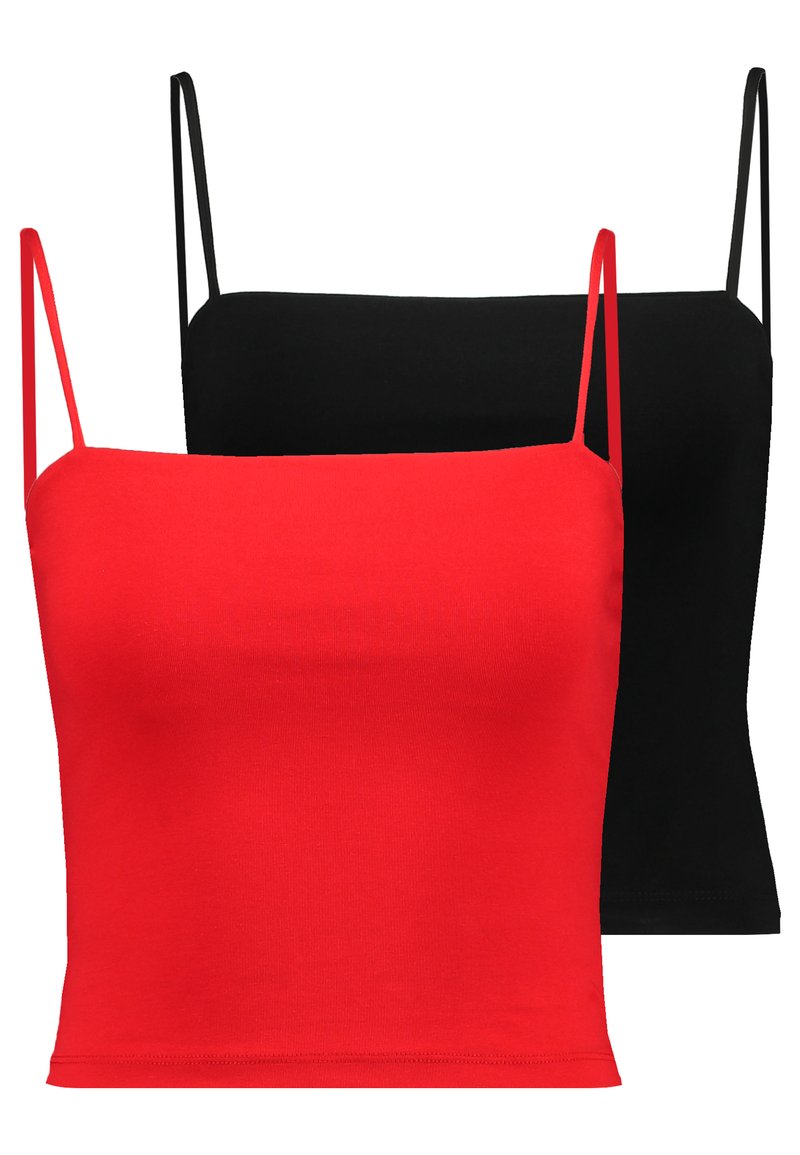 Gina Tricot SCARLETT SHORT SINGLET 2 PACK - Top - black/happy red