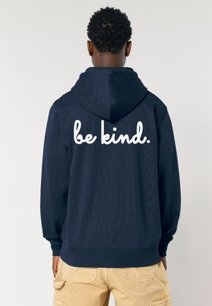 BE KIND BACK EMBROIDERY - Cipzáras pulóver - dark blue
