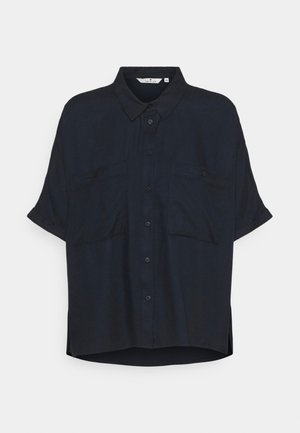 BLOUSE SOLID LOOSE SHAPE - Button-down blouse - sky captain blue
