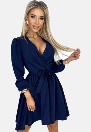WITH A NECKLINE AND BELT - Cocktail dress / Party dress - dark blue