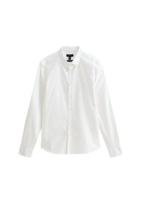 Witte lange mouwen shirt van katoen, met een knoopsluiting aan de voorkant en een klassieke kraag, met een gladde textuur en zonder zichtbare patronen.