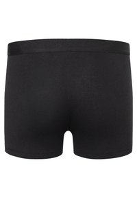 Czarne bokserki o gładkiej teksturze i elastycznym pasku. Projekt charakteryzuje się dopasowanym kształtem, bez widocznych wzorów czy akcentów.