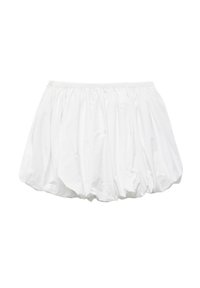 Hvide bomulds ballonshorts med elastisk talje og plisseret design, i en glat tekstur og rund form.