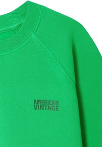 Felpa verde realizzata in maglia testurizzata, con collo rotondo, maniche raglan e la scritta "AMERICAN VINTAGE" in stampa scura.
