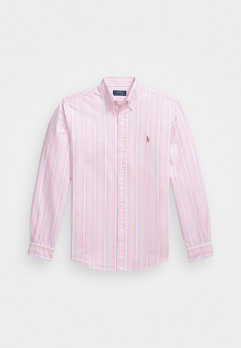 strapless open back dress Polo Ralph Lauren Custom Fit Stripe Oxford Shirt in Pink/White main image 0
