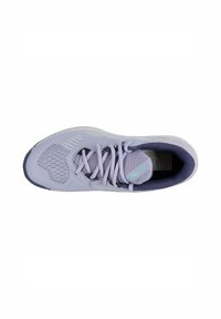 Light purple athletic shoe with a textured mesh upper, contrasting laces, padded tongue, and rubber sole. Features branded detail on the side.