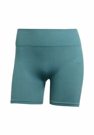 Pantaloni sportivi turchesi realizzati in tessuto elastico e morbido. Presentano una cintura larga ed elastica e un discreto dettaglio del logo sul davanti.