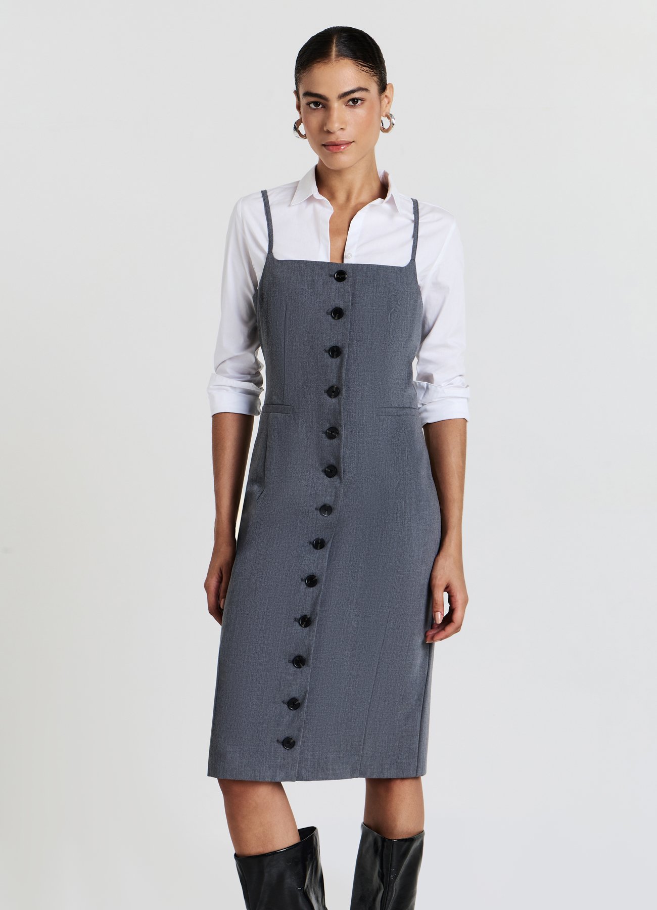 Camicia a maniche corte con bottoni con tasca, da donna, a tunica