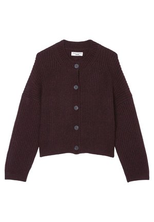 MIT ÜBERSCHNITTENEN SCHULTERN AUS FLA - Cardigan - orante plum melange