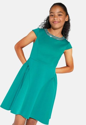 REGULAR FIT - DIAMANTE TRIM   SKATER  - Rochie de zi - teal blue