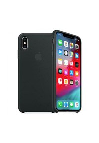 Schwarz silikonierte Handyhülle für iPhone, glatte Oberfläche, präzise Ausschnitte für Kamera und Tasten, minimalistisches Design, langlebiges Material.