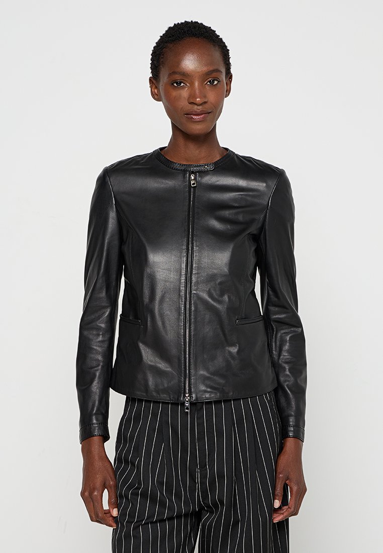 Emporio Armani Leren jas zwart Emporio Armani Leren jas zwart