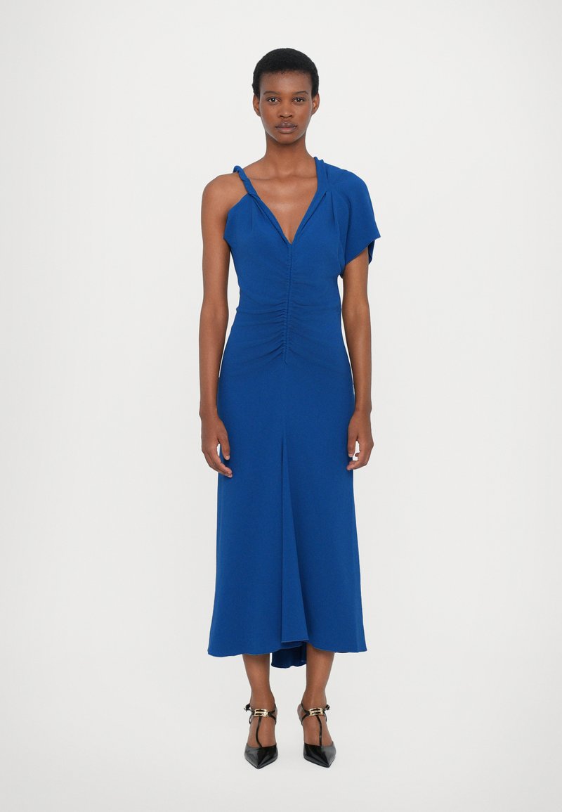 Victoria Beckham ASYMMETRIC RUCHED MIDI DRESS - Juhlamekko - blue
