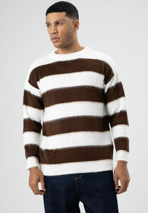 STRIPED BRUSHED- - Trui - brown