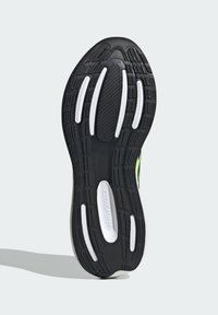Suola di scarpa in gomma nera con schemi di battistrada distintivi, accenti bianchi e una superficie testurizzata per una migliore aderenza; presenta il marchio "CLOUDFOAM".