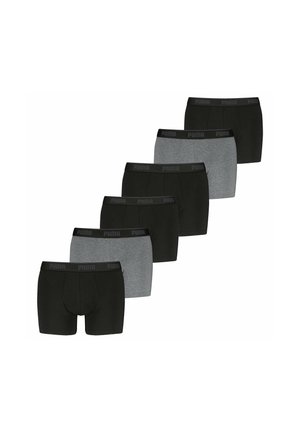 Six boxers pour hommes en noir et gris alternés avec des tailles noires portant le logo Puma.