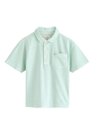 Svetlozelené tričko polo s krátkym rukávom, tromi gombíkmi, golierom a náprsným vreckom s jemne vyšívaným logom.