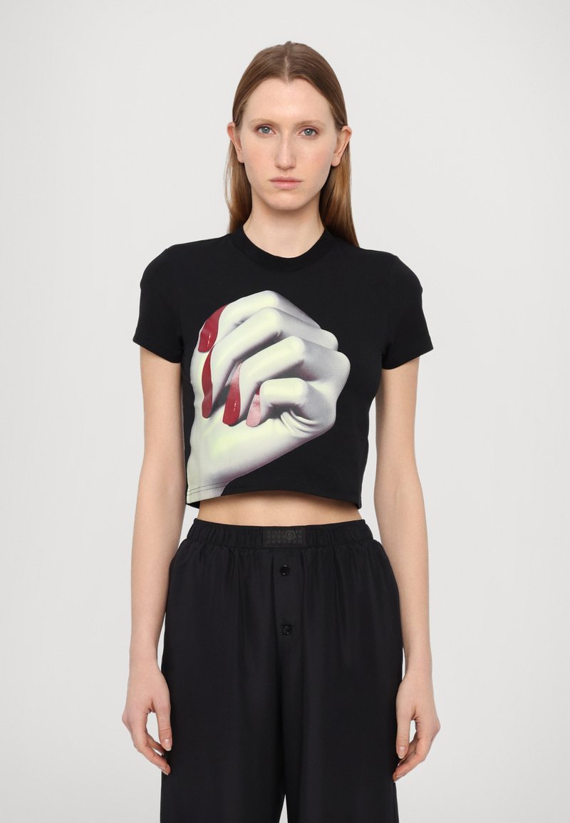 GmbH CROPPED WITH NAILS PRINT - Camiseta estampada - black