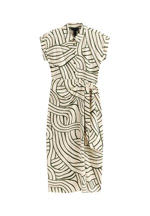 New Look, GEOMETRIC PRINT TIE WAIST MIDI SHIRT DRESS - Vestido camisero - off white