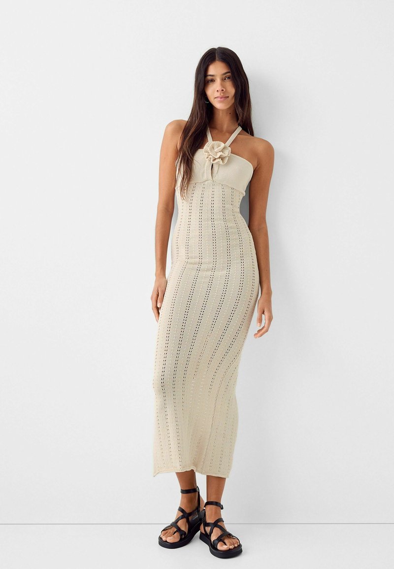 Bershka Gebreide jurk beige Bershka Gebreide jurk beige