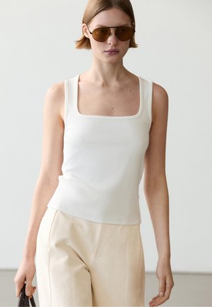 Massimo Dutti SLEEVELESS SQUARE NECKLINE  - Top - white